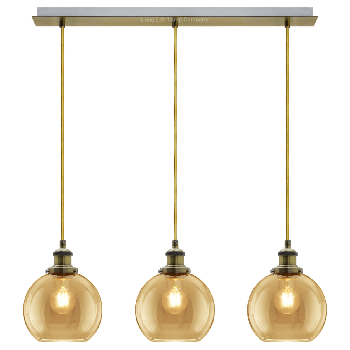 Vintage 3 Lights Ceiling Pendant Lamp Cluster Mini Glass Globe Shades Gold H3133