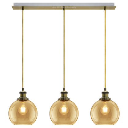 Vintage 3 Lights Ceiling Pendant Lamp Cluster Mini Glass Globe Shades Gold H3133