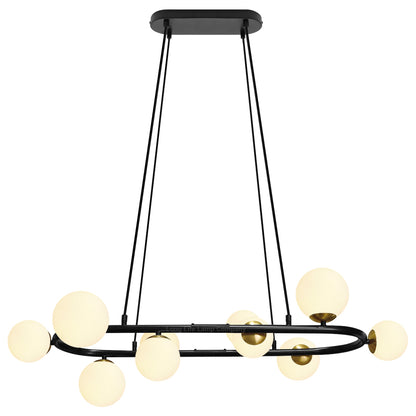 Modern Ceiling Black Circular Bar Pendant Light Globe Frosted Glass Lamp Shades with G9 LED