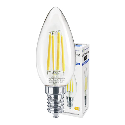4W LED Candle Light Bulb Cool White 5000K Clear Glass E14