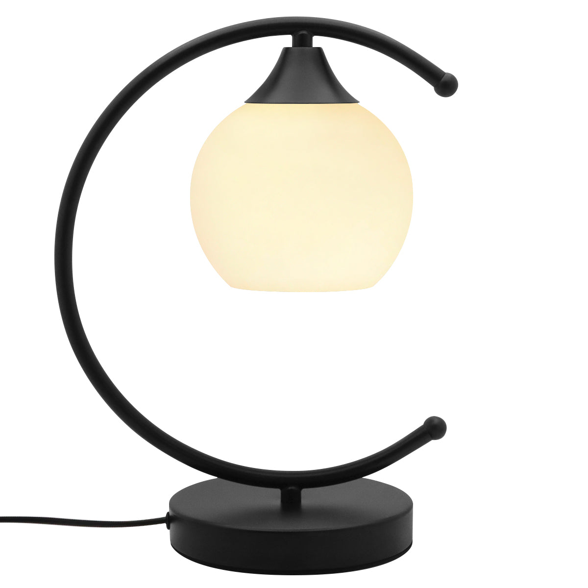 Arch Black Table Lamp Opaque Glass Globe Shade Opal Sphere T502
