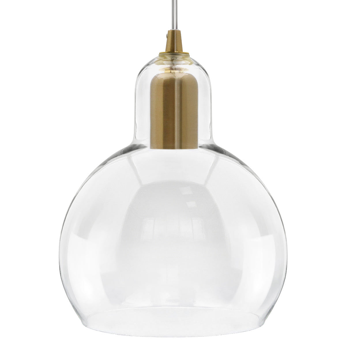 Modern Retro Ceiling Brass Pendant Light Transparent Globe Glass Lamp Shade