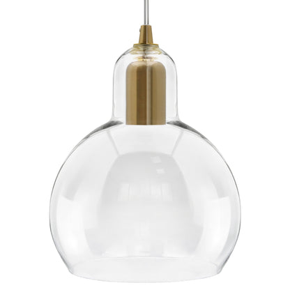 Modern Retro Ceiling Brass Pendant Light Transparent Globe Glass Lamp Shade