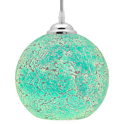 Vintage Ceiling Crackle Blue Mosaic Globe Glass Pendant Light
