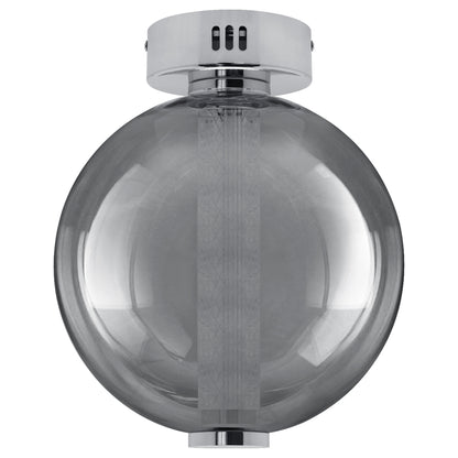 LED Globe Smoked Grey Glass Ceiling Light Flush Mounted Lamp Shade 9W 3000K