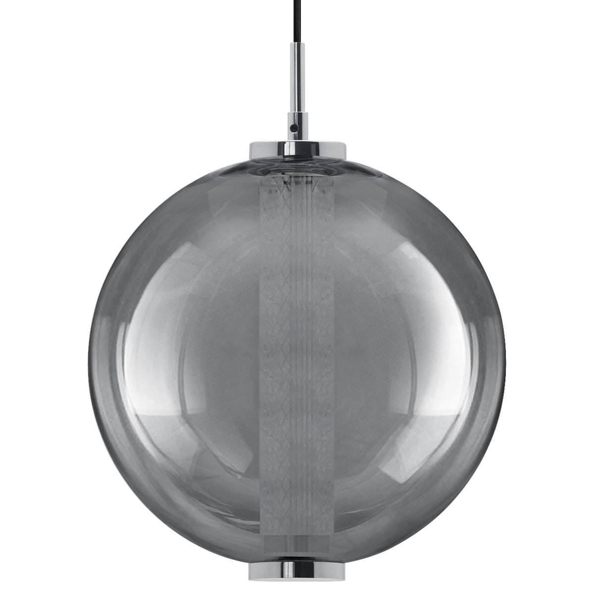 LED Globe Ceiling Pendant Light Smoked Grey Glass Lamp Shade Chrome Holder