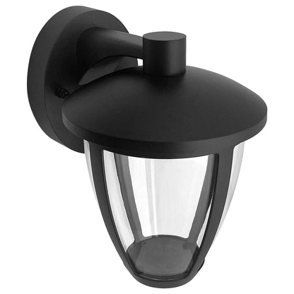 Outdoor Downward Wall Light Black Lantern Clear Diffuser IP44