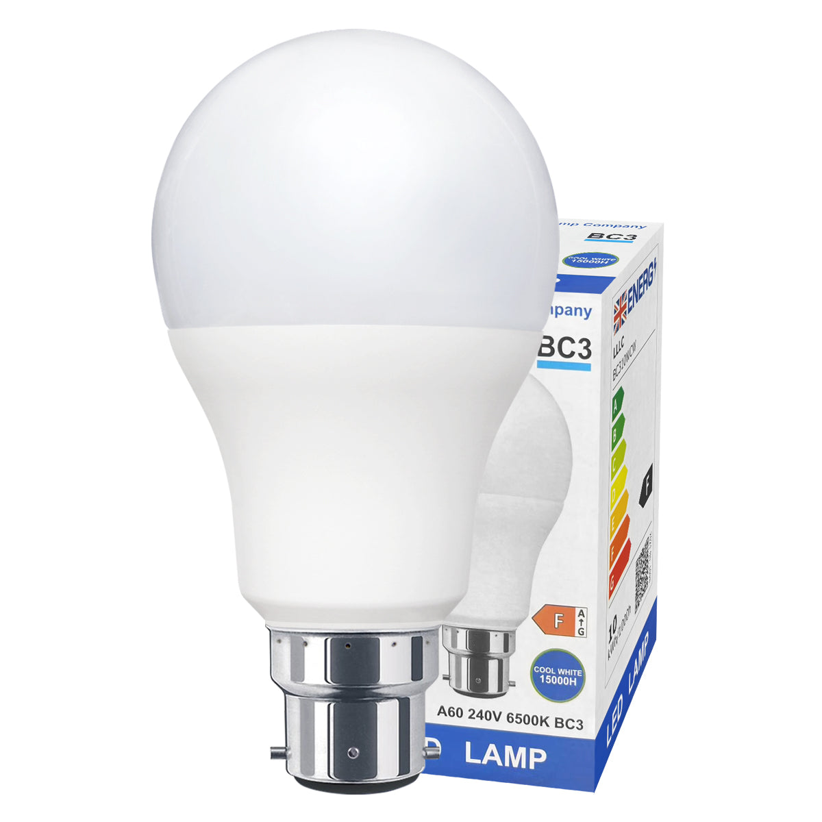 10w 3 Pin Light Bulb LED Cool White 6500k BC3 - Free delivery on all orders