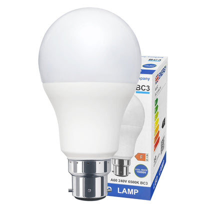 10w 3 Pin Light Bulb LED Cool White 6500k BC3 - Free delivery on all orders