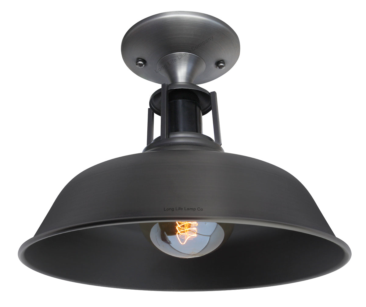Vintage Retro Industrial Flush Mount Farmhouse Pewter Ceiling Light Shade