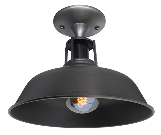 Vintage Retro Industrial Flush Mount Farmhouse Pewter Ceiling Light Shade