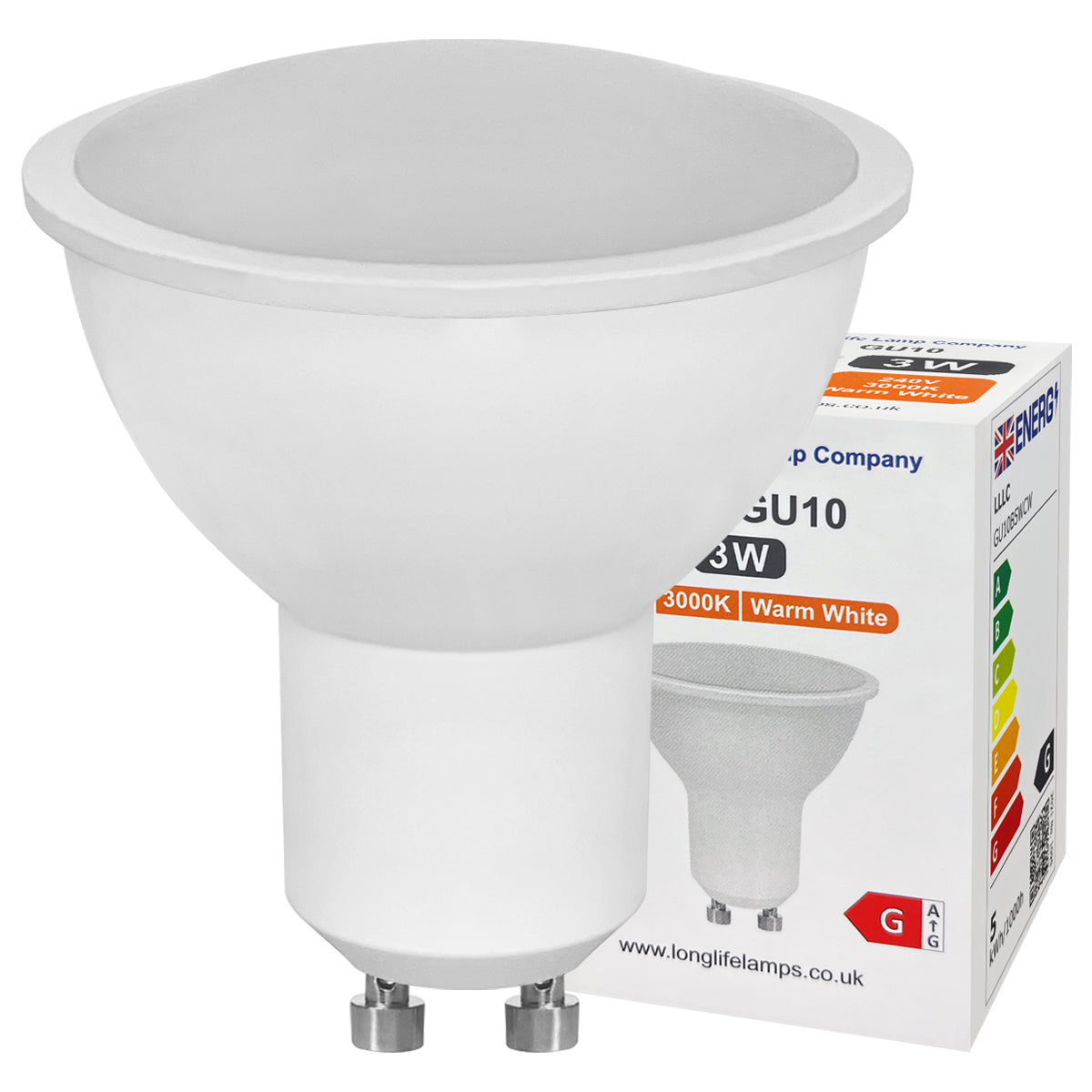 3W LED GU10 Light Bulb Warm White 3000K 5 Pack or 10 PACK
