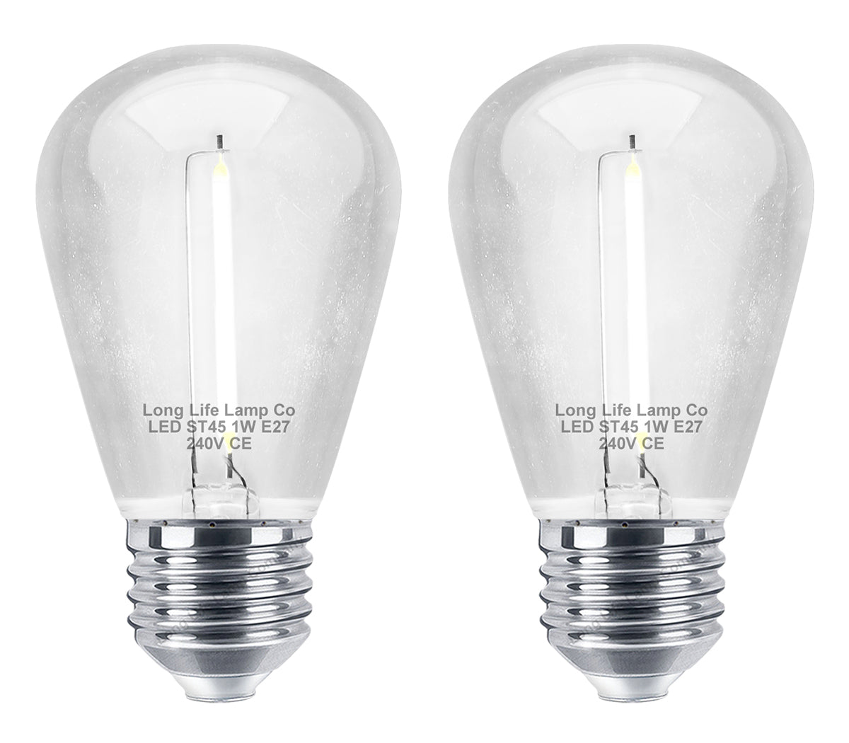 Pack of 2 LED Filament Light Bulb 1w E27 Edison Screw Cool White Decorative Festoon Lamp