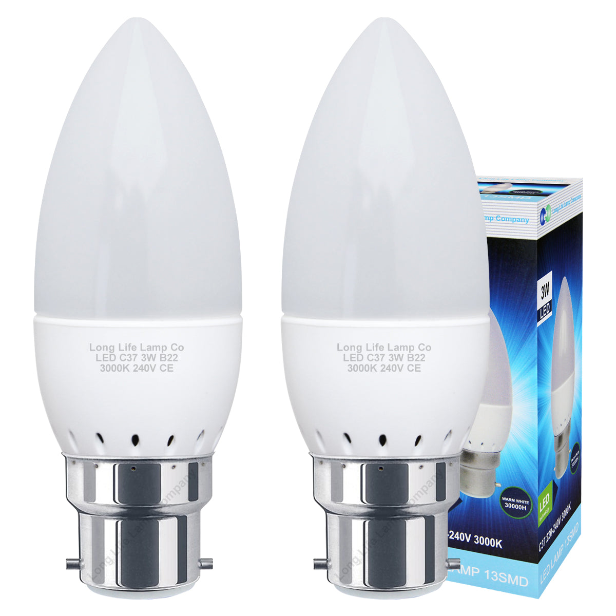 3w Frosted Cover LED Candle Warm White 3000K 2Pack Or 4Pack Or 8Pack Or 10Pack