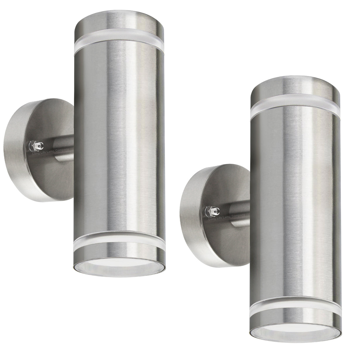 2 x Outdoor Double Wall Lights Stainless Steel GU10 Fitment