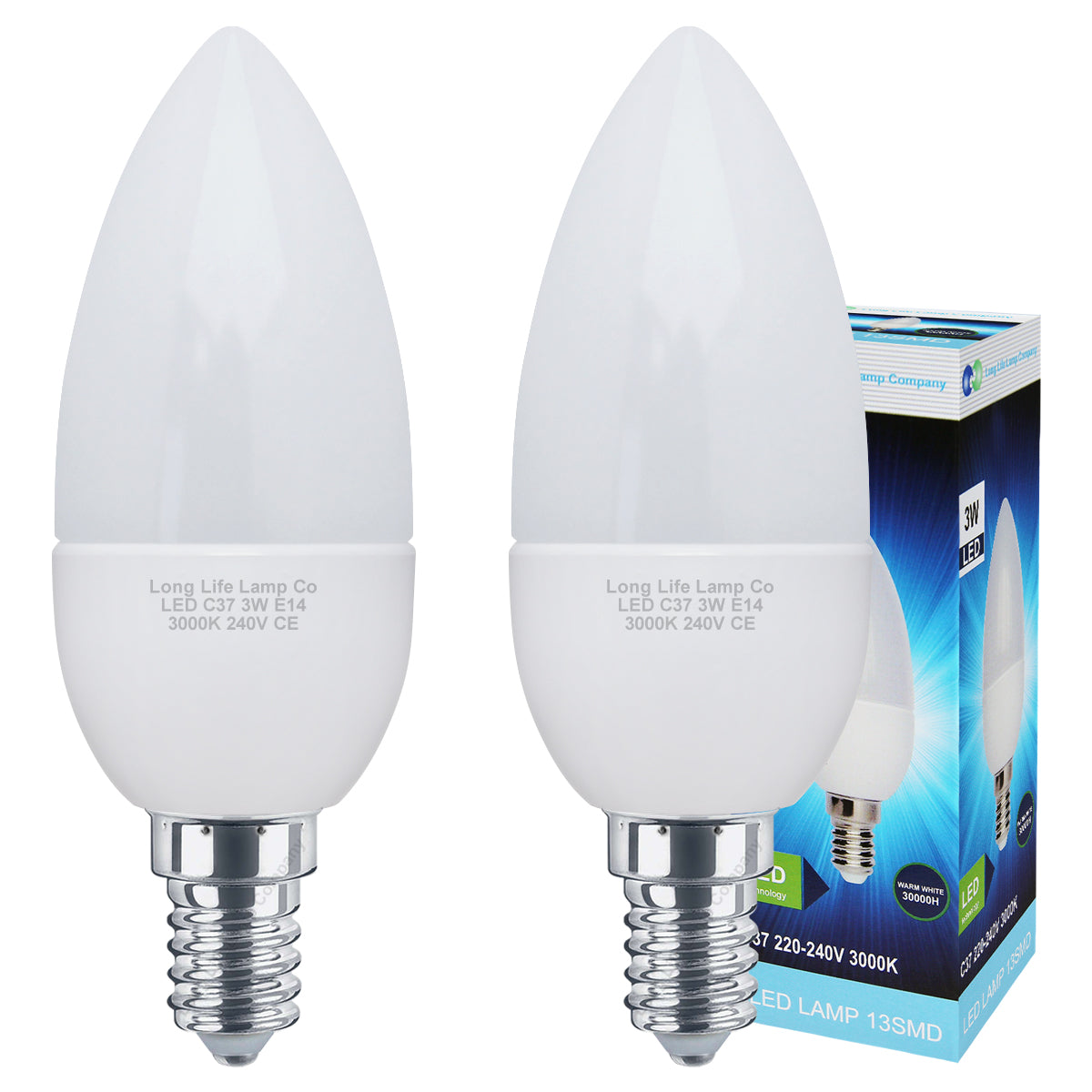 3w Frosted Cover LED Candle Warm White 3000K 2Pack Or 4Pack Or 8Pack Or 10Pack
