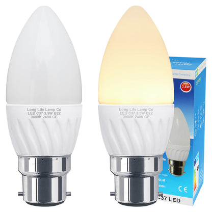 3.5w Frosted Cover LED Candle Warm White 3000K 2Pack or 4Pack or 10Pack