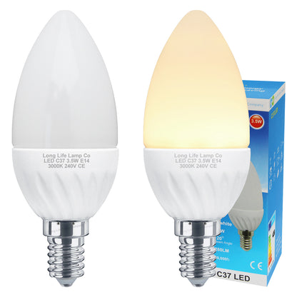 3.5w Frosted Cover LED Candle Warm White 3000K 2Pack or 4Pack or 10Pack