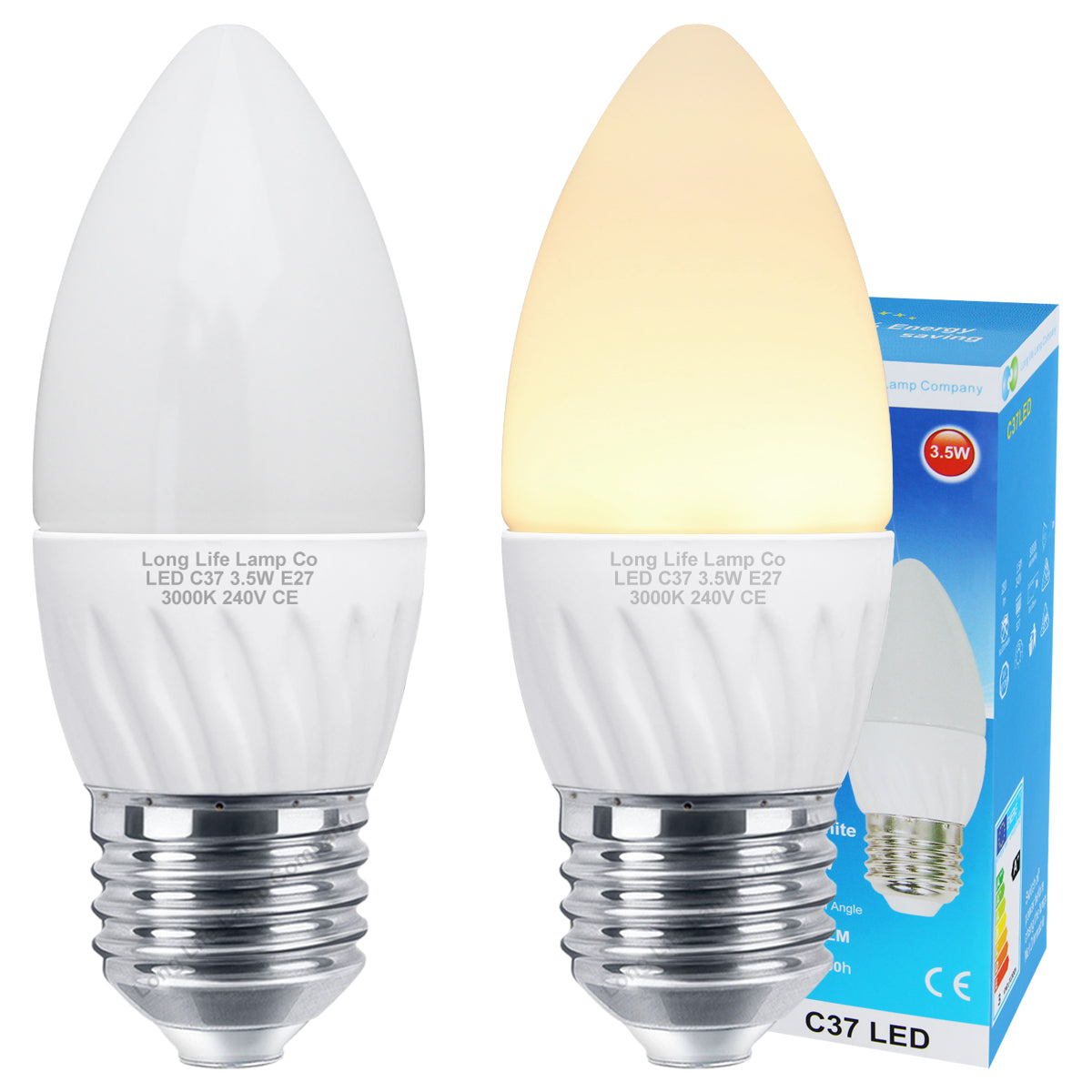 3.5w Frosted Cover LED Candle Warm White 3000K 2Pack or 4Pack or 10Pack