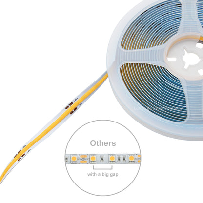 Warm White LED Tape Strip Light Continuous COB Illumination 5 Metres 12V