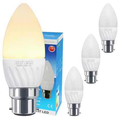 3.5w Frosted Cover LED Candle Warm White 3000K 2Pack or 4Pack or 10Pack