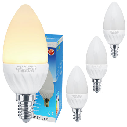 3.5w Frosted Cover LED Candle Warm White 3000K 2Pack or 4Pack or 10Pack