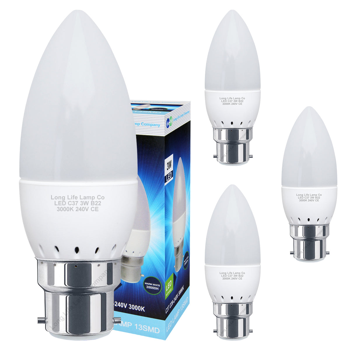 3w Frosted Cover LED Candle Warm White 3000K 2Pack Or 4Pack Or 8Pack Or 10Pack