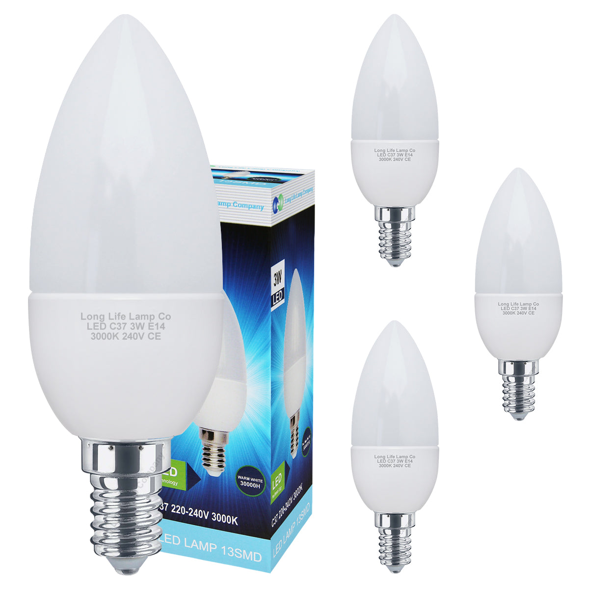 3w Frosted Cover LED Candle Warm White 3000K 2Pack Or 4Pack Or 8Pack Or 10Pack