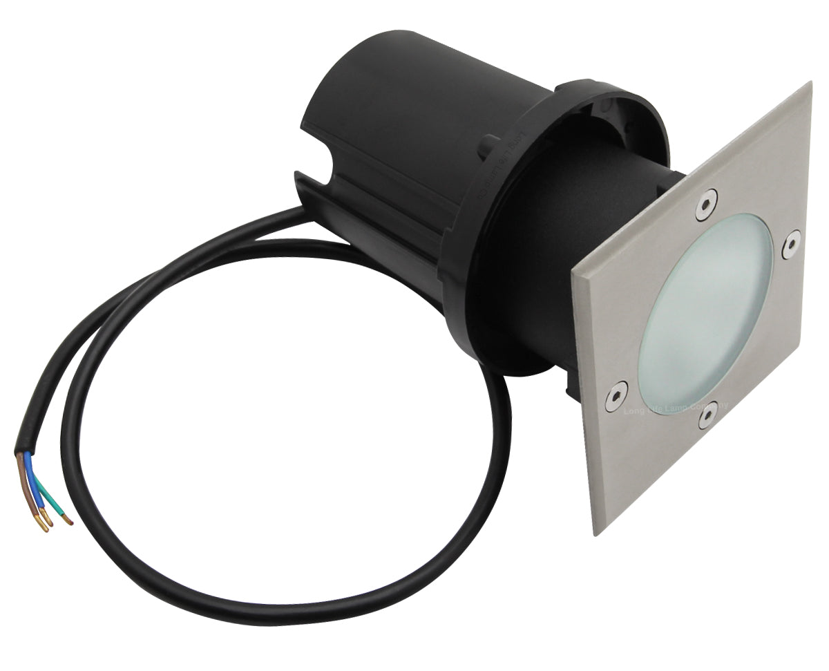 10w LED Outdoor Ground Walkover Light Square Cool White Brushed Chrome Finish GL04CW