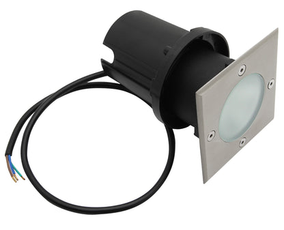10w LED Outdoor Ground Walkover Light Square Cool White Brushed Chrome Finish GL04CW