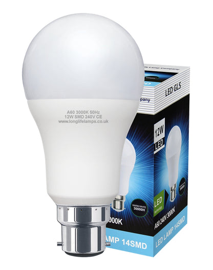 12w GLS LED Light Bulb B22 Bayonet Equivalent to 120w Warm White A60 - Free delivery on all orders
