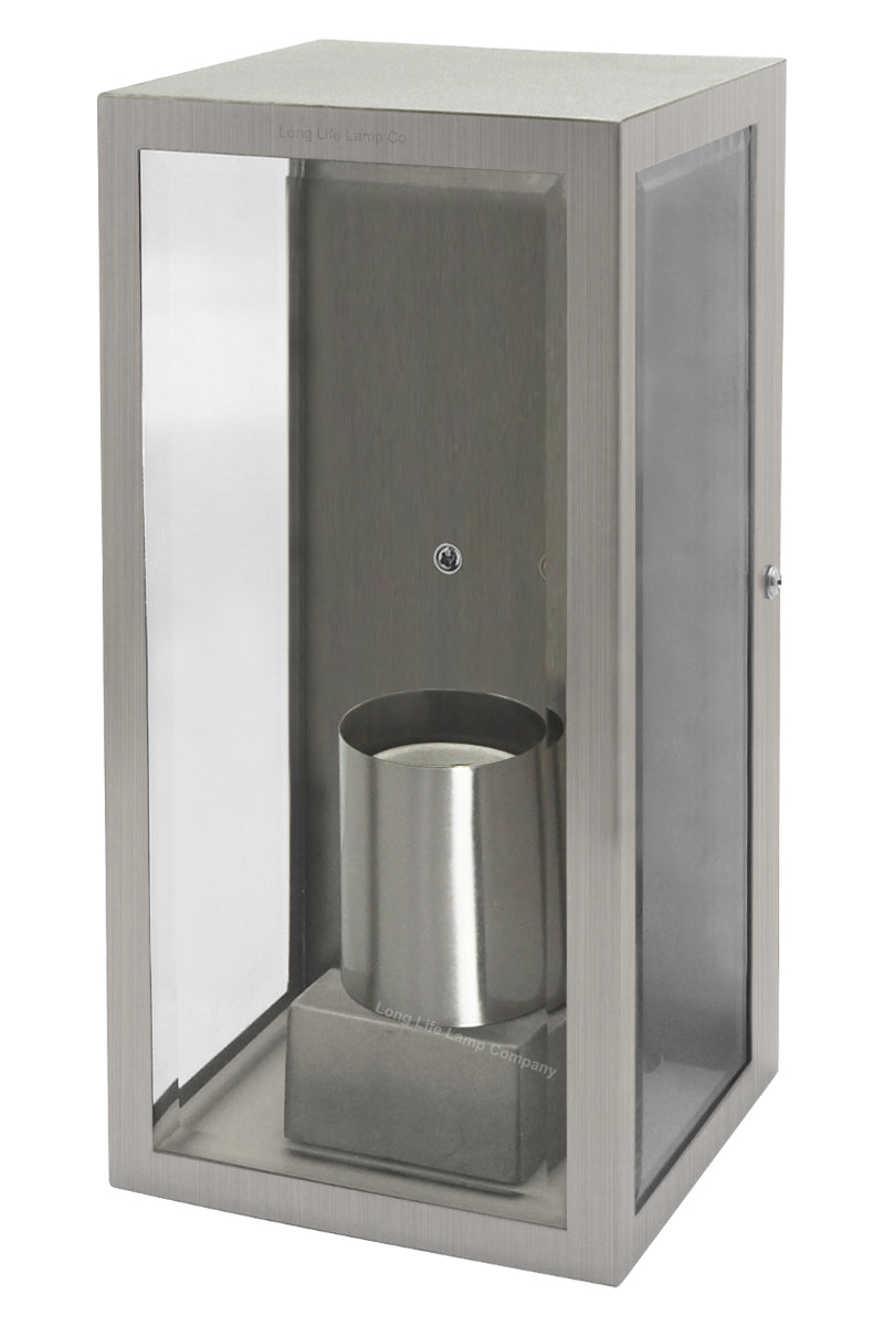 Outdoor Wall Light E27 60W Rectangular Glass Stainless Steel IP44 - Free delivery on all orders