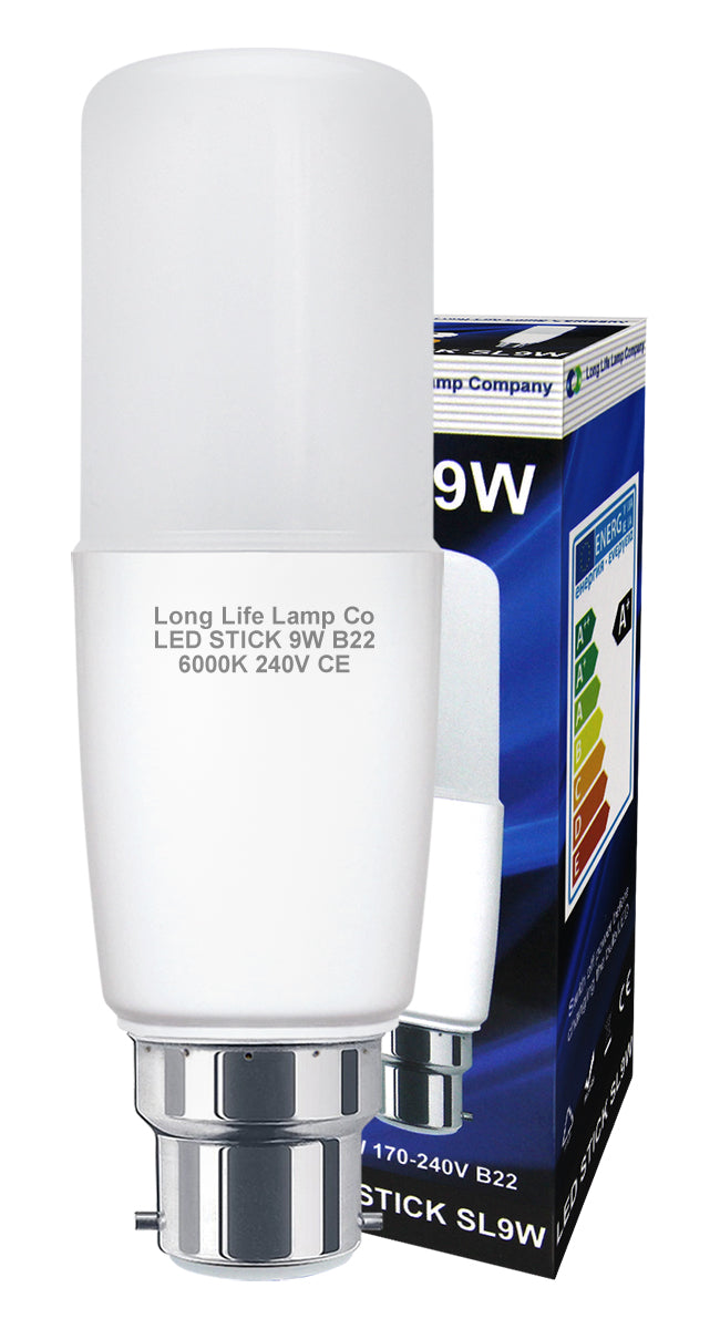 9w LED Stick Light Bulb B22 Cool White 3U Replacement 60w Equivalent - Free delivery on all orders