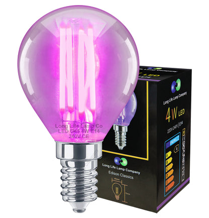 4w LED Golf Ball Purple Light Bulb E14 Clear Glass