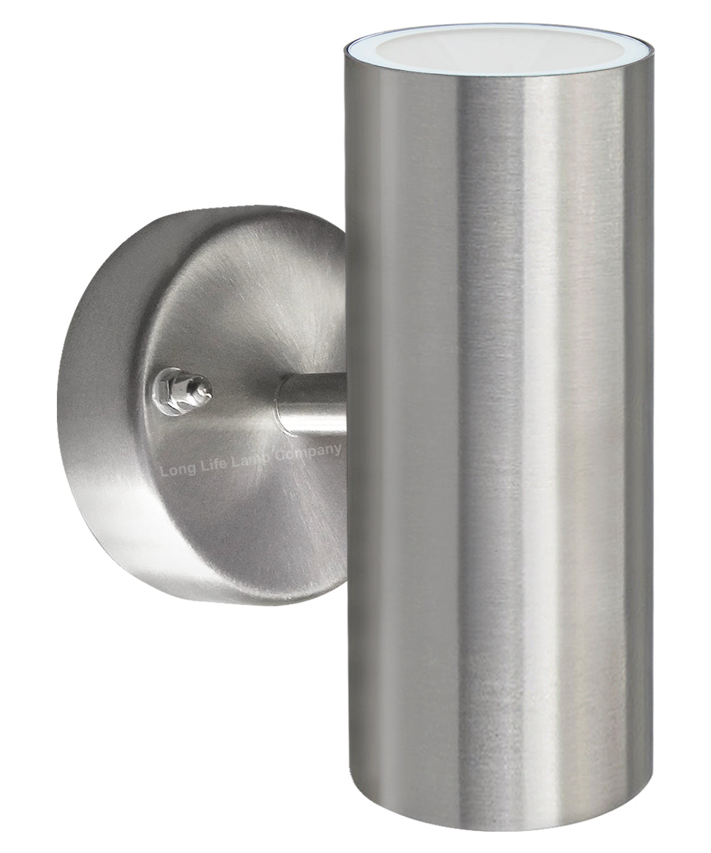 8W LED Double Outdoor Wall Light Stainless Steel Warm White