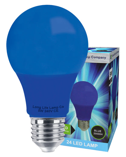 5w LED Blue GLS Light Bulb E27 Edison Screw