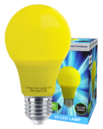 5w LED Yellow GLS Light Bulb E27 Edison Screw