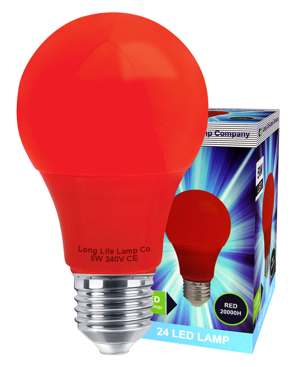 5w LED Red GLS Light Bulb E27 Edison Screw