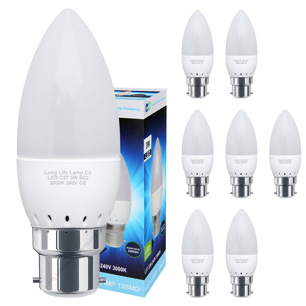3w Frosted Cover LED Candle Warm White 3000K 2Pack Or 4Pack Or 8Pack Or 10Pack