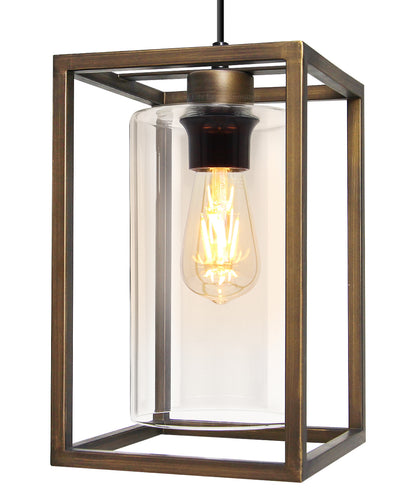Vintage Antique Brass Box Lantern Ceiling Pendant Light M0155 