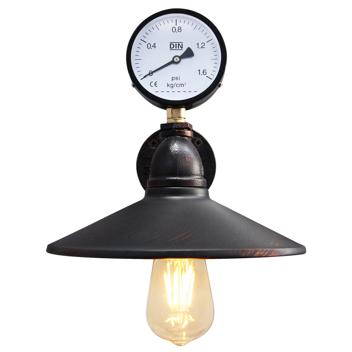 Industrial Water Pipe Wall Light with Pressure Gauge