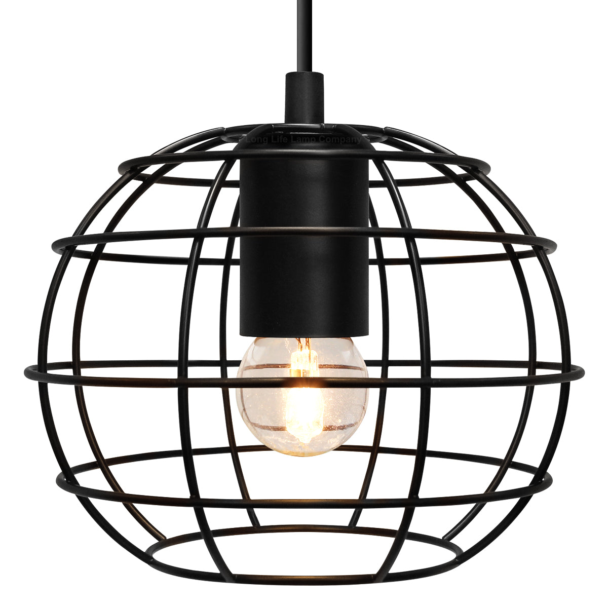 Wire Cage Globe Black Metal Pendant Light M0173