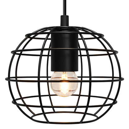 Wire Cage Globe Black Metal Pendant Light M0173