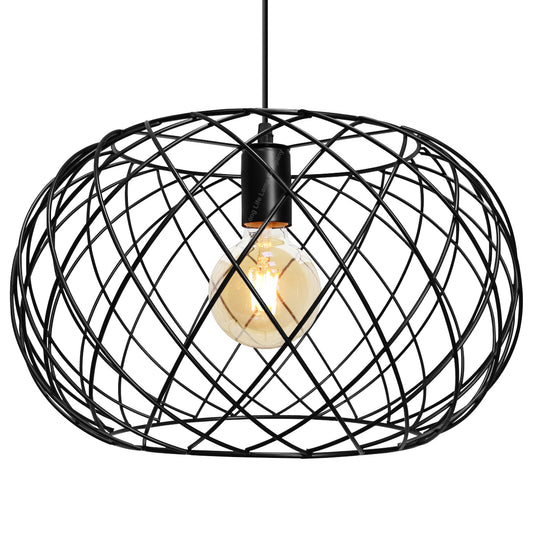 Black Metal Industrial Ceiling Wire Cage Globe Pendant Light M0183 with 4W G95 LED 