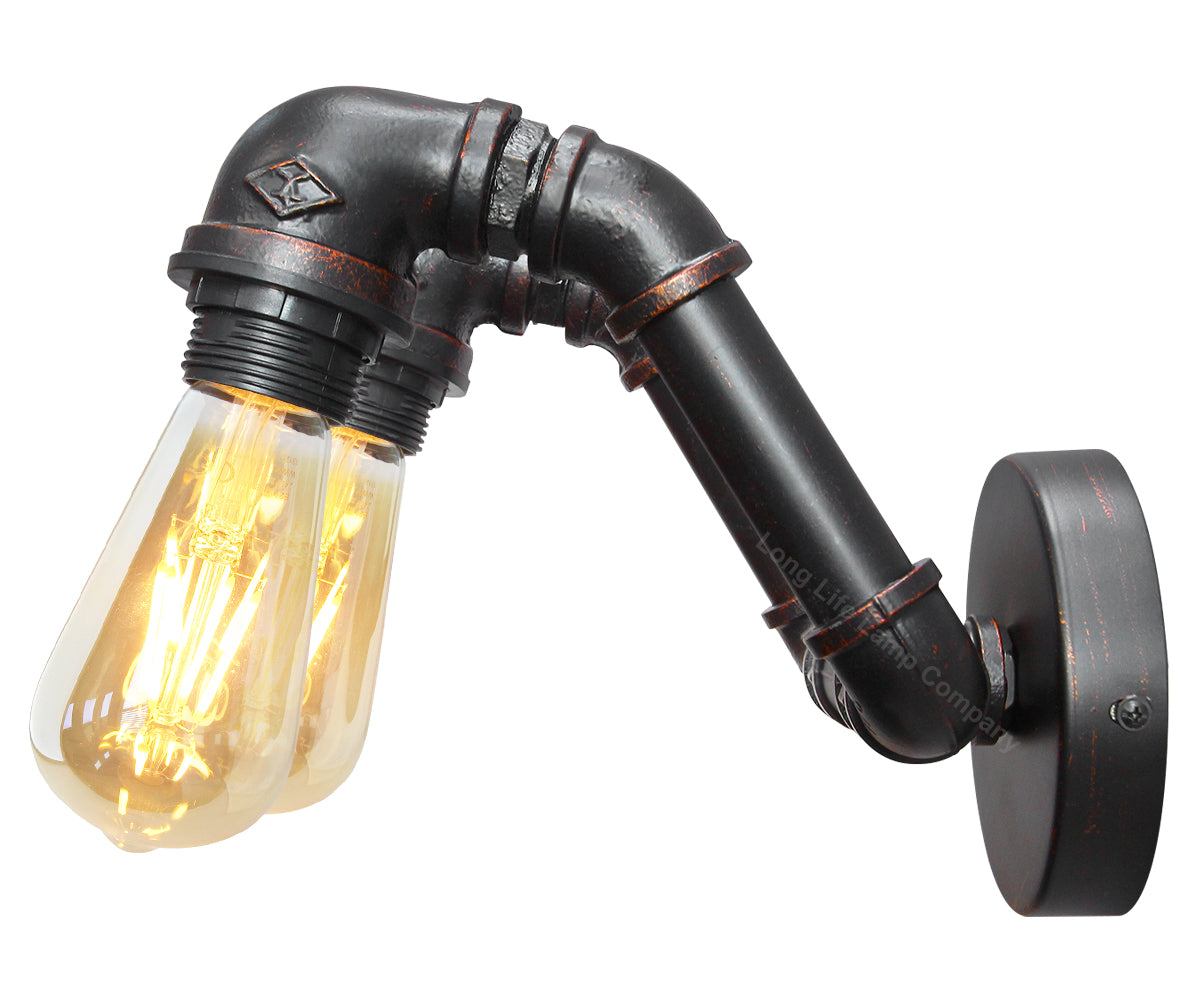 Twin Vintage Industrial Pipe Wall Light M0191P - Free delivery on all orders