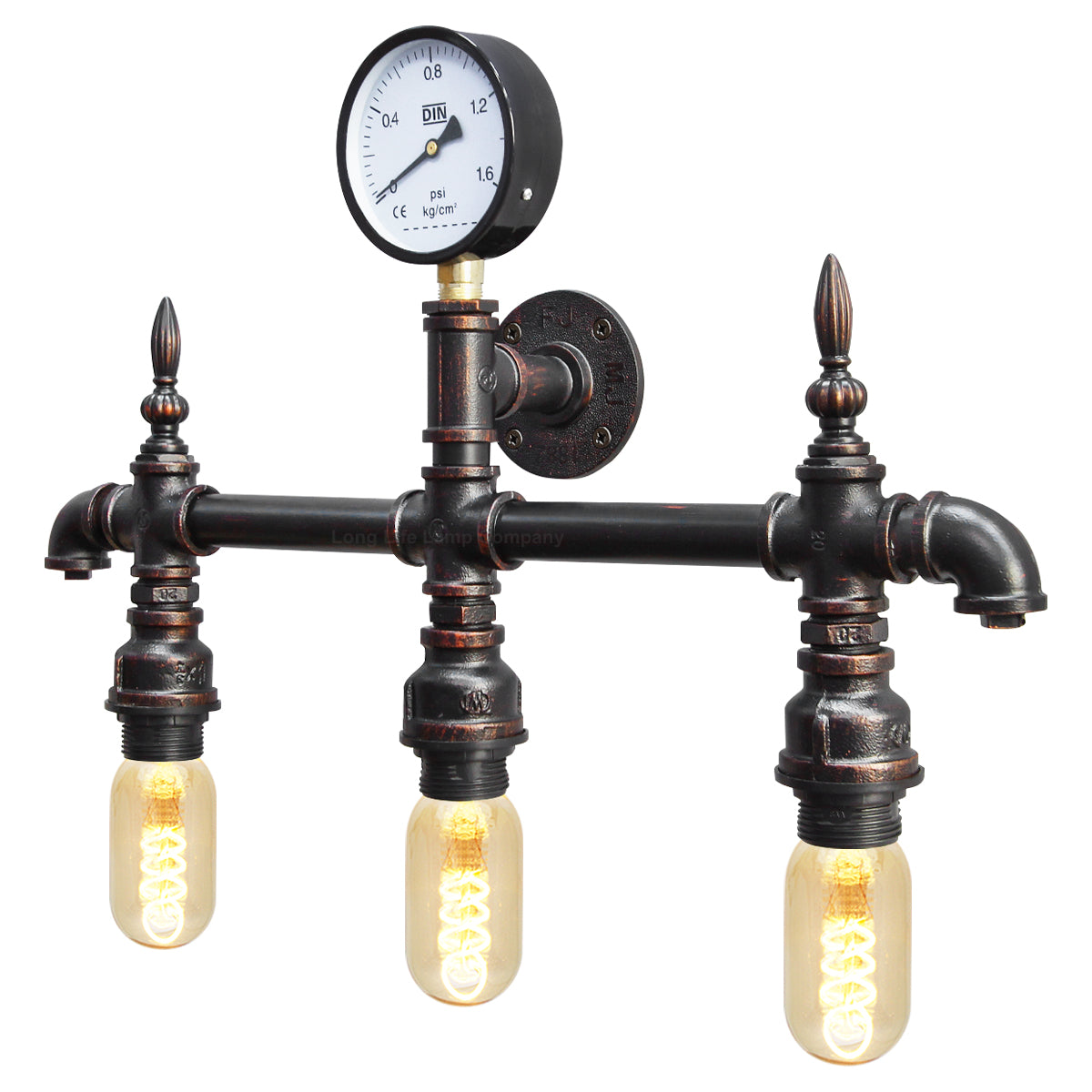 Vintage Rustic Industrial Water Pipe Wall Light with Gauge M0192P 