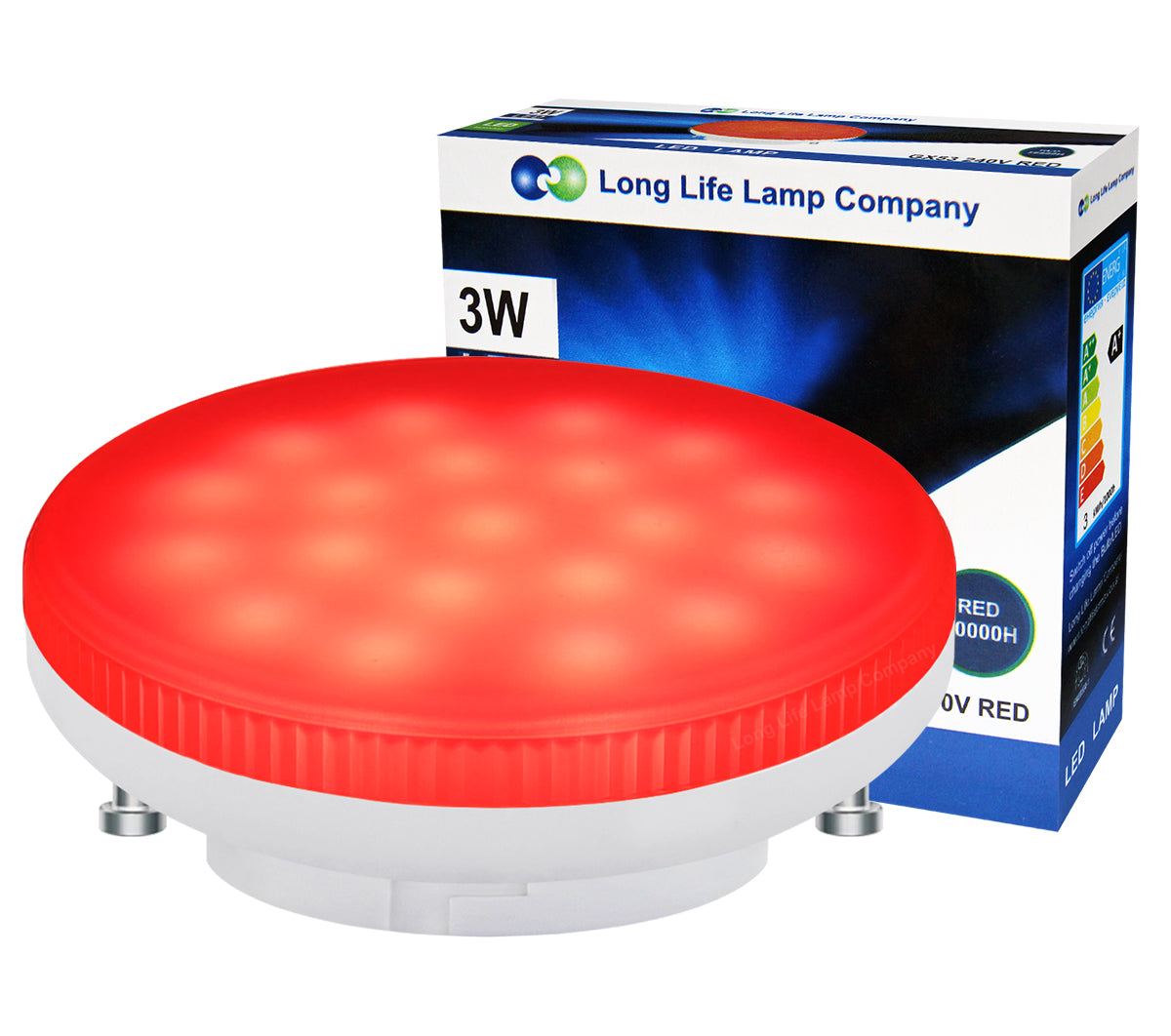 3W RED GX53 LED Light Bulb Replacement for CFL Round