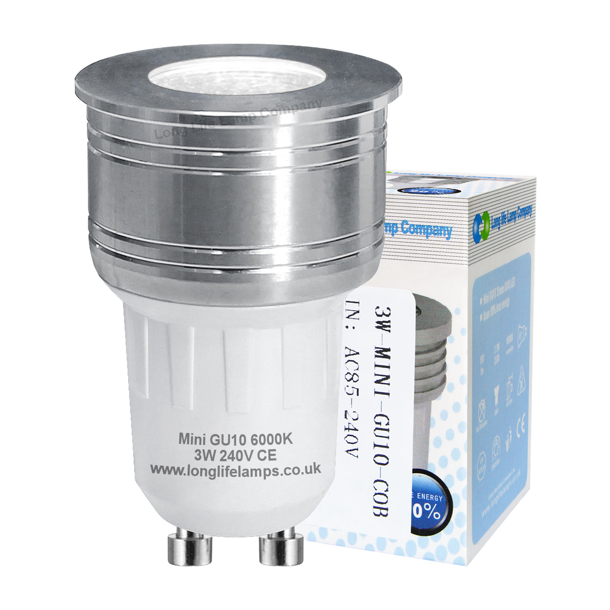 3W Mini GU10 LED High Power Cool White 6000K