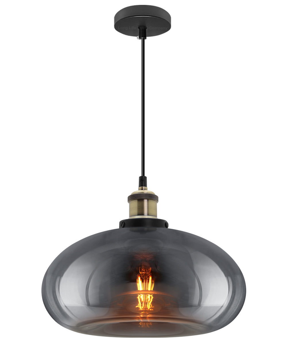 Modern Vintage Smoked Grey Glass Ceiling Pendant Light M0198