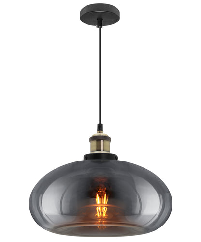 Modern Vintage Smoked Grey Glass Ceiling Pendant Light M0198